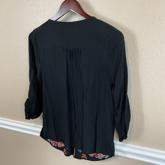 Savanna Jane S Women Top Floral Top Shirt Blouse Embroidered Roll Tab Sleeve T3 - Picture 8 of 12
